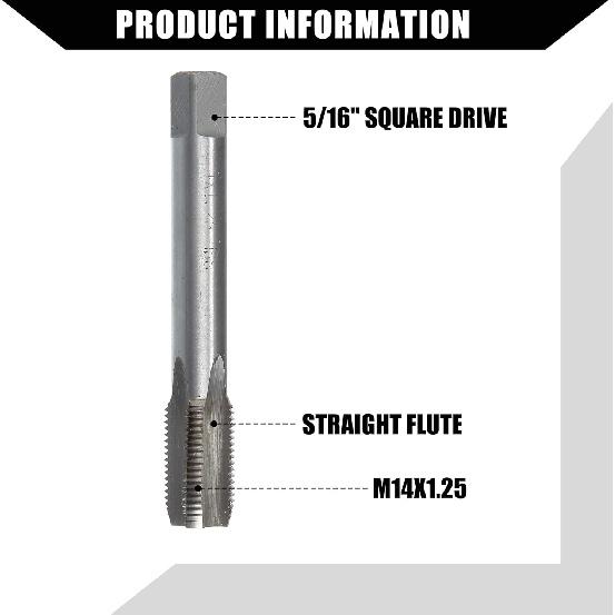 Outer Universal Spark Plug Thread Repair Tools Set with M12x1.25 Inner Thread Inser and M14x1.25 Tap/Engine Repair Tools/Durable/Gold Tone