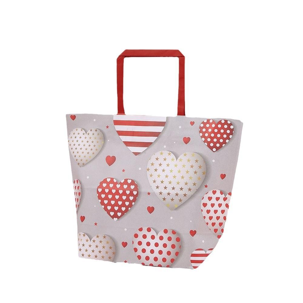 12/30pcs Love Themed Paper Gift Bags with Handles for Valentine's Day Large Capacity Gift Packaging Bags for Couples and Dessert