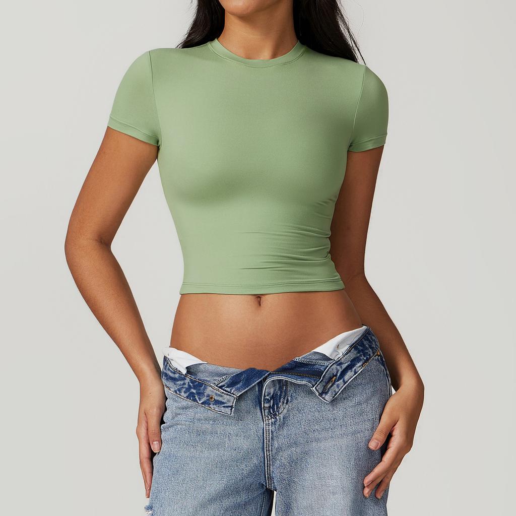 New Casual And Versatile Tight Fitting Quick Drying Fitness Top, Yoga Clothes, Running Pilates Sports T-Shirt, Short Sleeved
