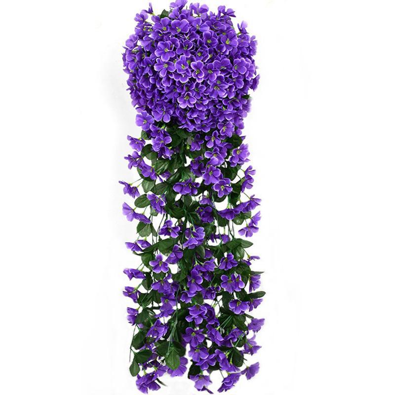 100CM Violet Artificial Flower Party Decoration Simulation Valentine S Day Wedding Wall Hanging Basket Flower Orchid Fake Flower