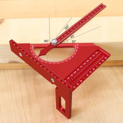 Imperial 180 Degree Adjustable 3D Adjustable Woodworking Square Protractor Aluminum Triangle Ruler With T-sqaure Scribing Holes