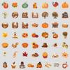 50 New Thanksgiving Doodle Stickers, Thanksgiving Food Stickers, Water Cup Computer Waterproof Decorative Stickers
