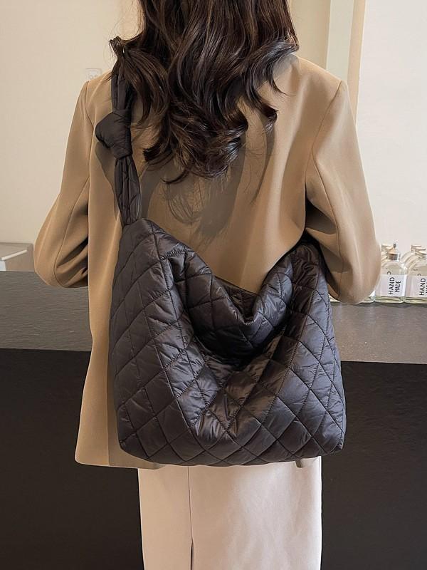 Casual Cotton Shoulder Bag With Standup Pouch For Daily Outings