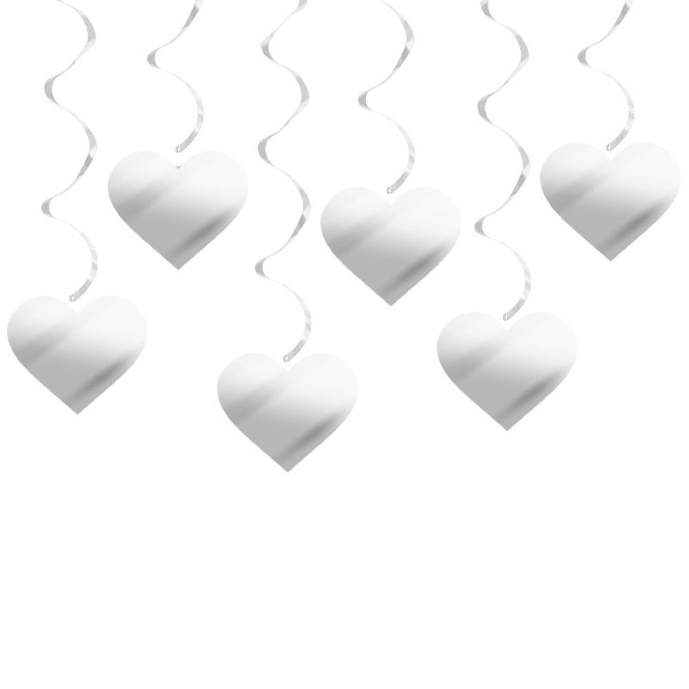 Romantic Valentine s Day Love Pulling Love Flower Hanging Curtain  Valentine s Day Party 6Pcs Silver