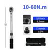 10-60N.m 3/8 72 Teeth Portable Bike Motorbike Car Repair Hand Tools Two-way Ratchet Head Drive Torque Wrench