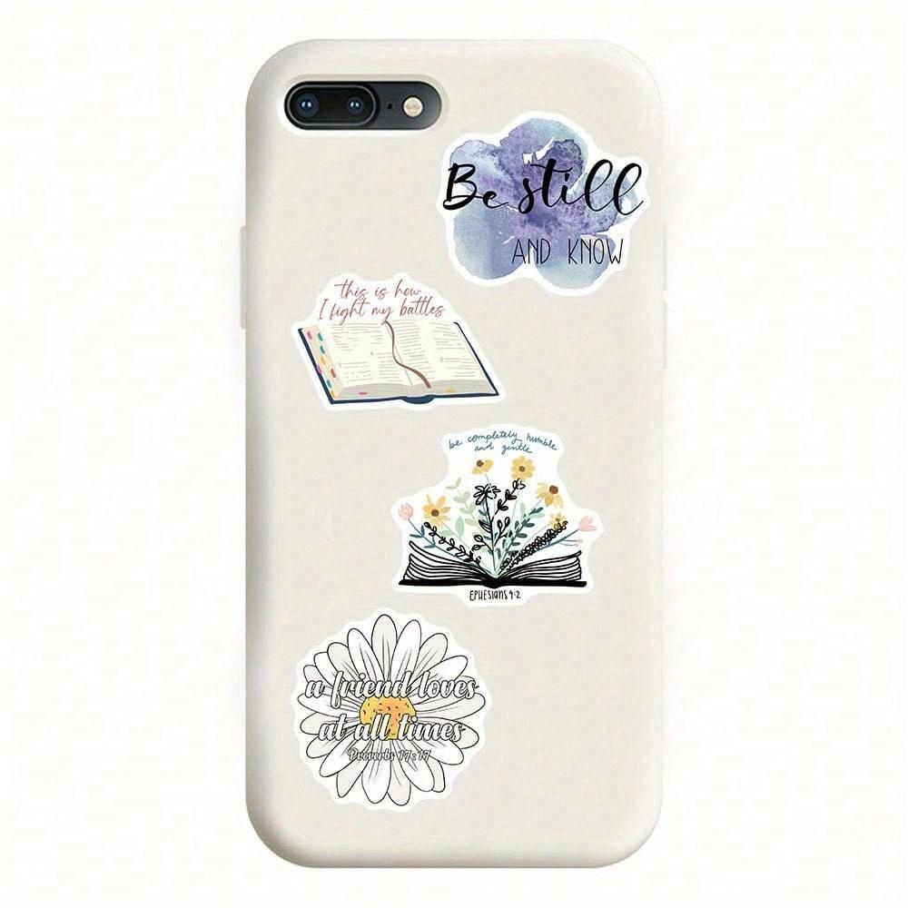 50pcs Bible Quote Stickers, Cartoon Graffiti Decoration Stickers For Laptop Water Bottle Luggage Helmet Skateboard Stationery Motorcycle