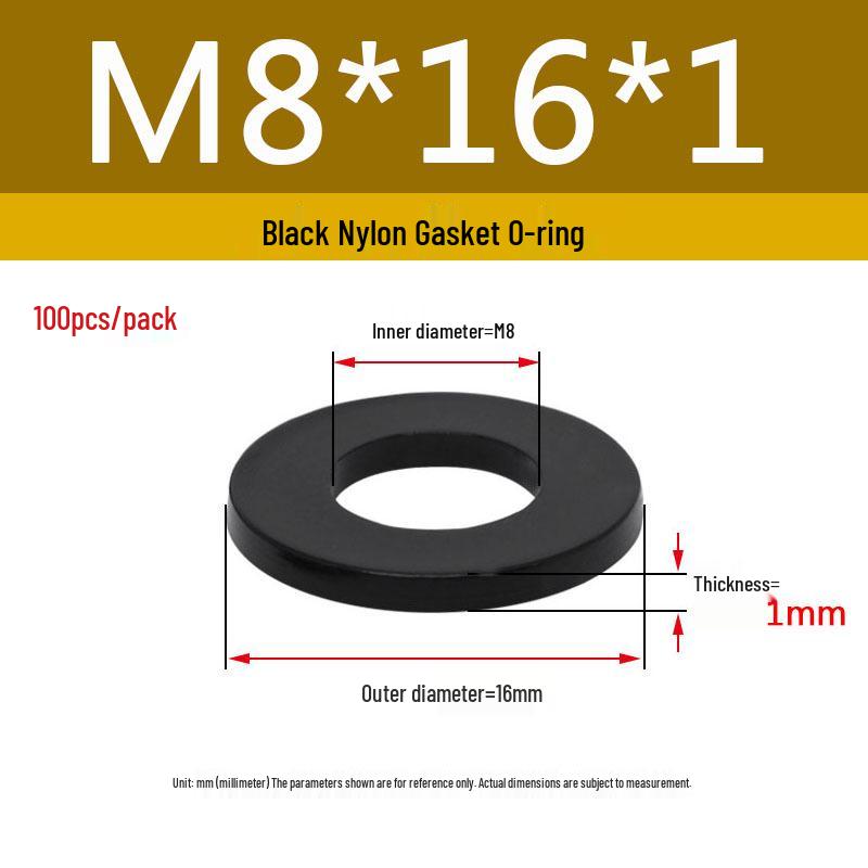 Schwarzer Nylon-Kunststoff Flache Unterlegscheibe Ring M2-M20