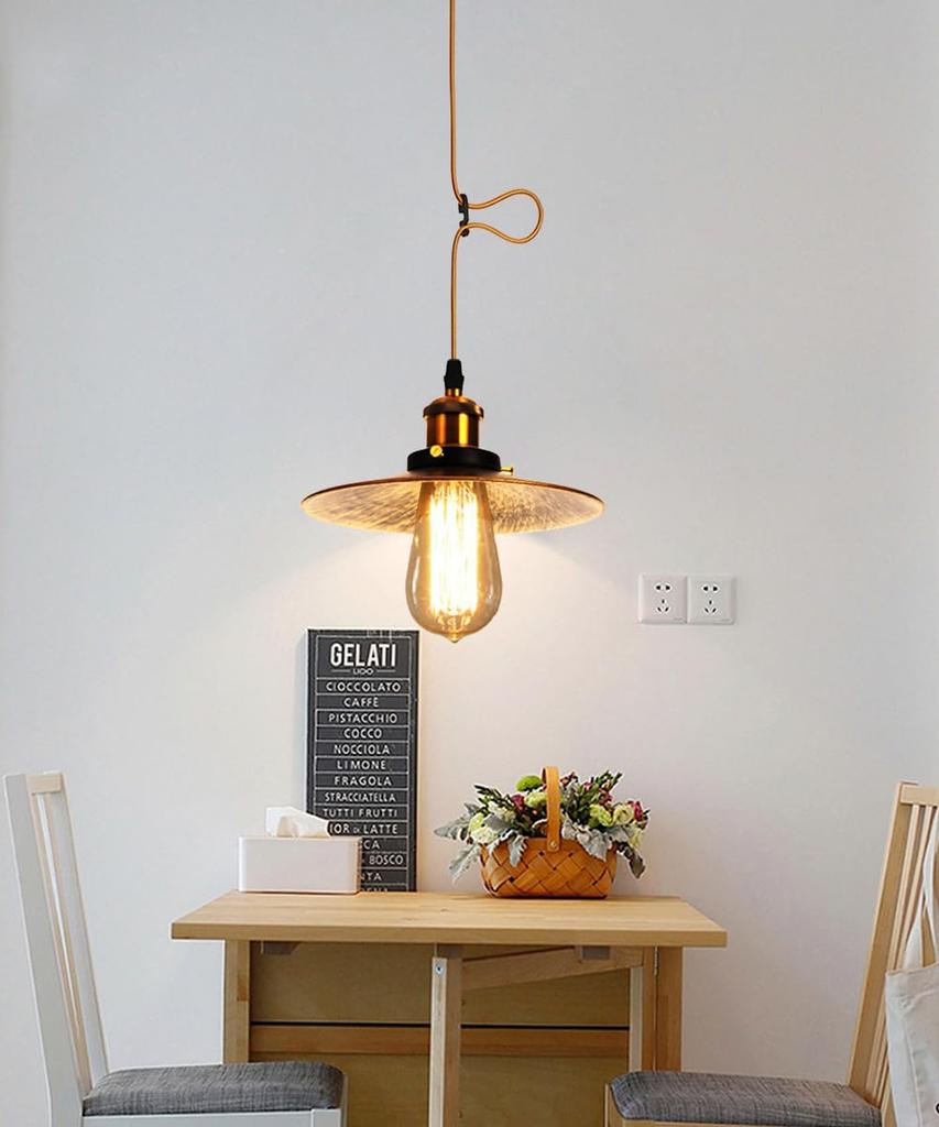 Retro Pendant Hanging Ceiling Nordic Modern Industrial E26 Bulb Not Steel for Dining Interior Ceiling Light Fixture Retro Copper 2 Copper-colored