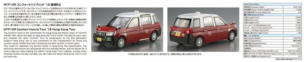 Qingdao Bunka Kyozaisha The Model Car Series SP02 Toyota NTP10R Comfort Hybrid 2018 Hong Kong Master Plastic Model 1/24