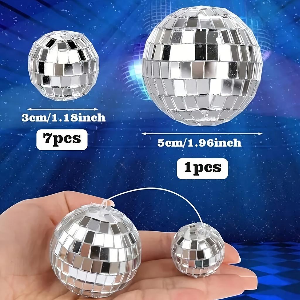8pcs Mirror Ball Decor Set, Creative Disco Glass Balls for Wall Decoration, Suitable for Valentine's Day Wedding Party Birthday