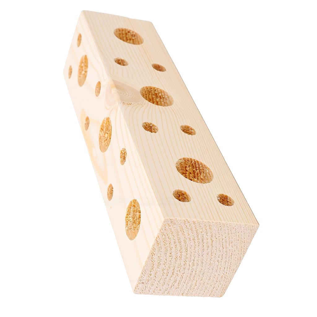 Wooden Bird Chewing Perch Multi Hole Chew Block Grinding Perch Toy for Cage