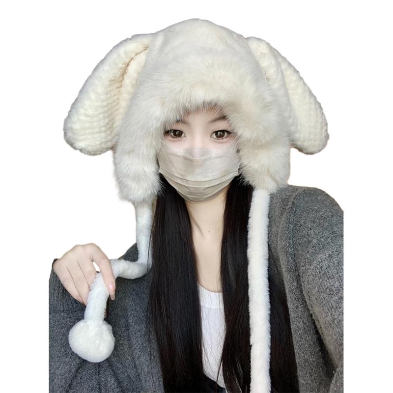 

Шапка-ушанка в форме кроличьих ушей для взрослых, шапка для защиты ушей, зимняя теплая шапка, подарки на холодную зиму для студентов и подростков белый