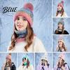 Knitted Neck Scarf Ball Decor Hat And Women Winter 2 Pcs/Set Set Plush Contrast Color