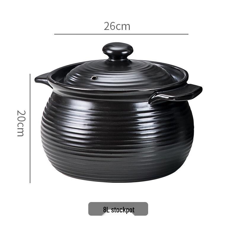 

ZISIZ 8-Liter Double-Handled Ribbed Soup Pot