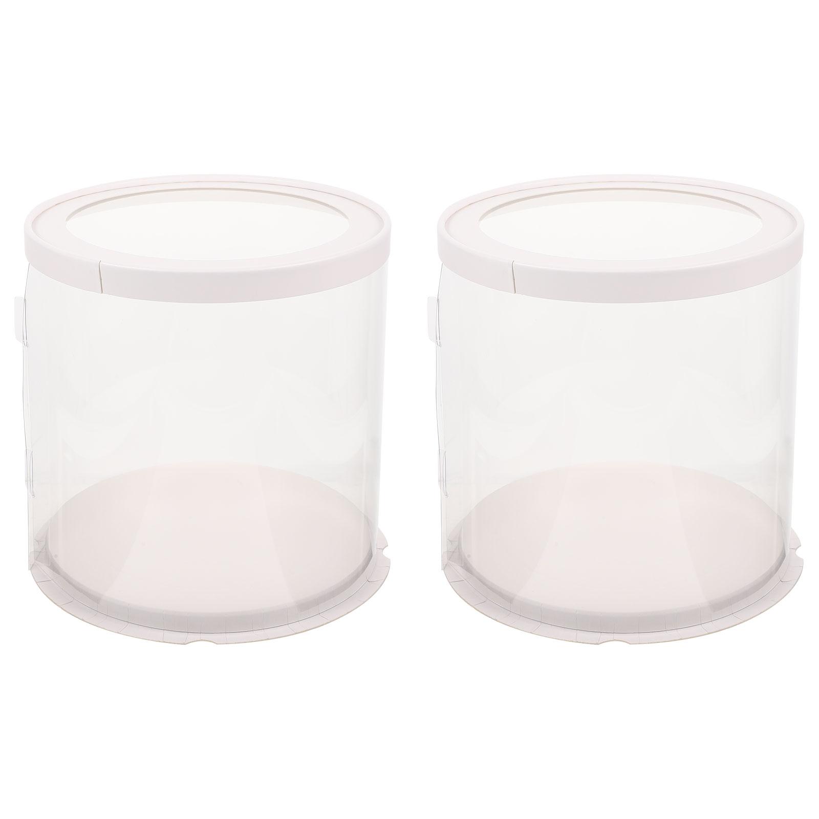 

2 Pcs Double Layer Cake Box Birthday Clear Dessert Container Bakery Storage 27X27X24CM Paper Stand Round Holder