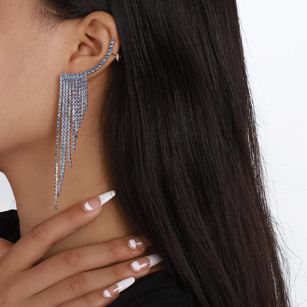 Women Tassel Crystal Earrings Long Fashion Geometric Rhinestone Earrings Jewelry
