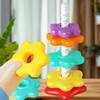 1 Set Montessori Rotating Rainbow Tower Baby Stacking Toys Children Develop Motor Skills Game Spinning Stacking Toy Gifts