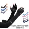 1Pair Summer Sunscreen Ice Sleeve Breathable Ice Silk Extended Two Finger Gloves Arm Sleeves for Sports Riding Driving