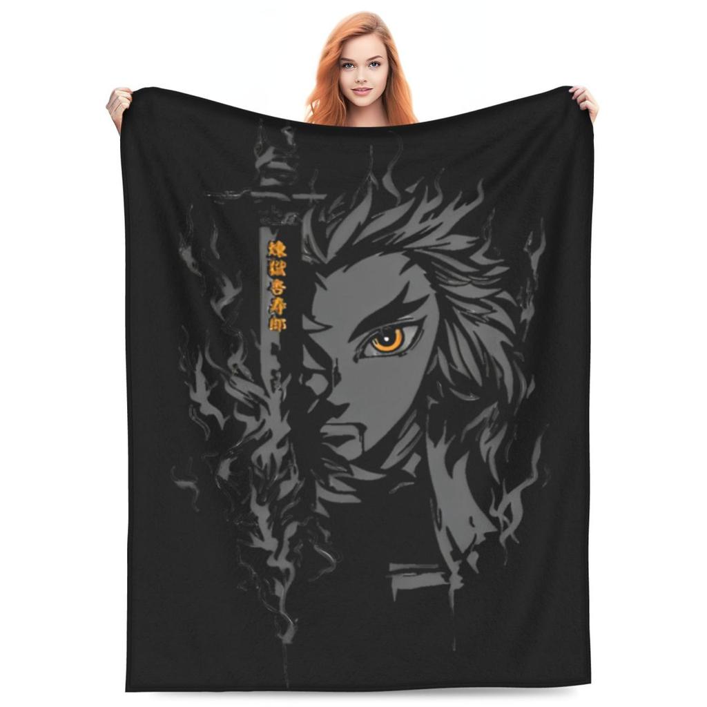 Flame Hashira Kyojuro Rengoku Blankets Anime Demon Slayer Plush Funny Warm Throw Blanket for Coverlet Spring/Autumn
