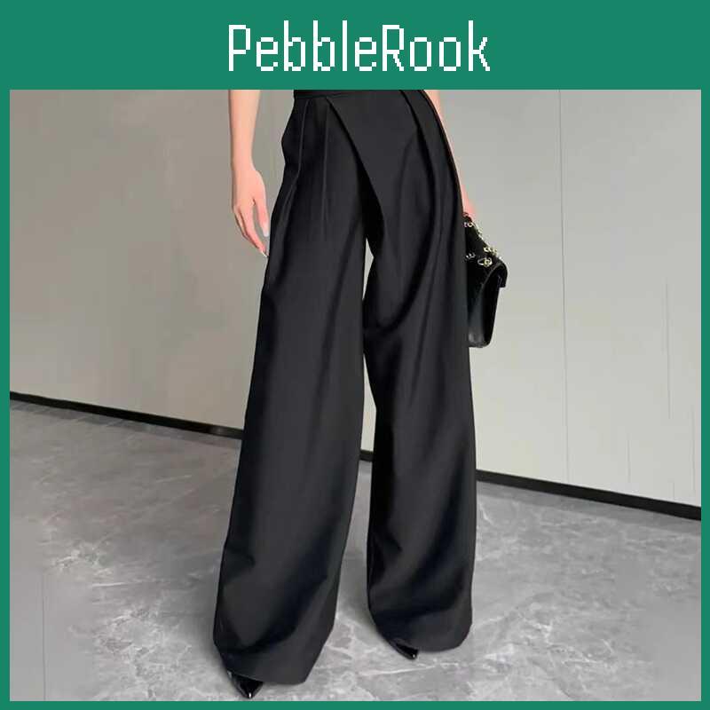 Wideleg Pants Koreanstyle Highwaist Springautumn For Women Draped Slimming Relaxed Suit Trousers Floorlength
