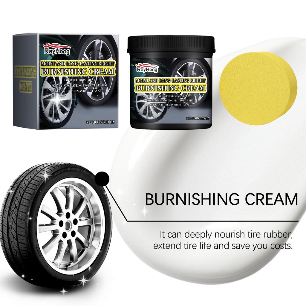 Car Tire Shine Coating Nourishing Cream Plastic Rubber Tire Retreading Anti-Aging Auto Wheel Maintenance Restore Tire Black 100g
