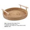 Wicker Fruit Tray Round Rattan Storage Basket Tray With Wooden Handle Bread Fruit Cake Food Plate Serving Tray for Home