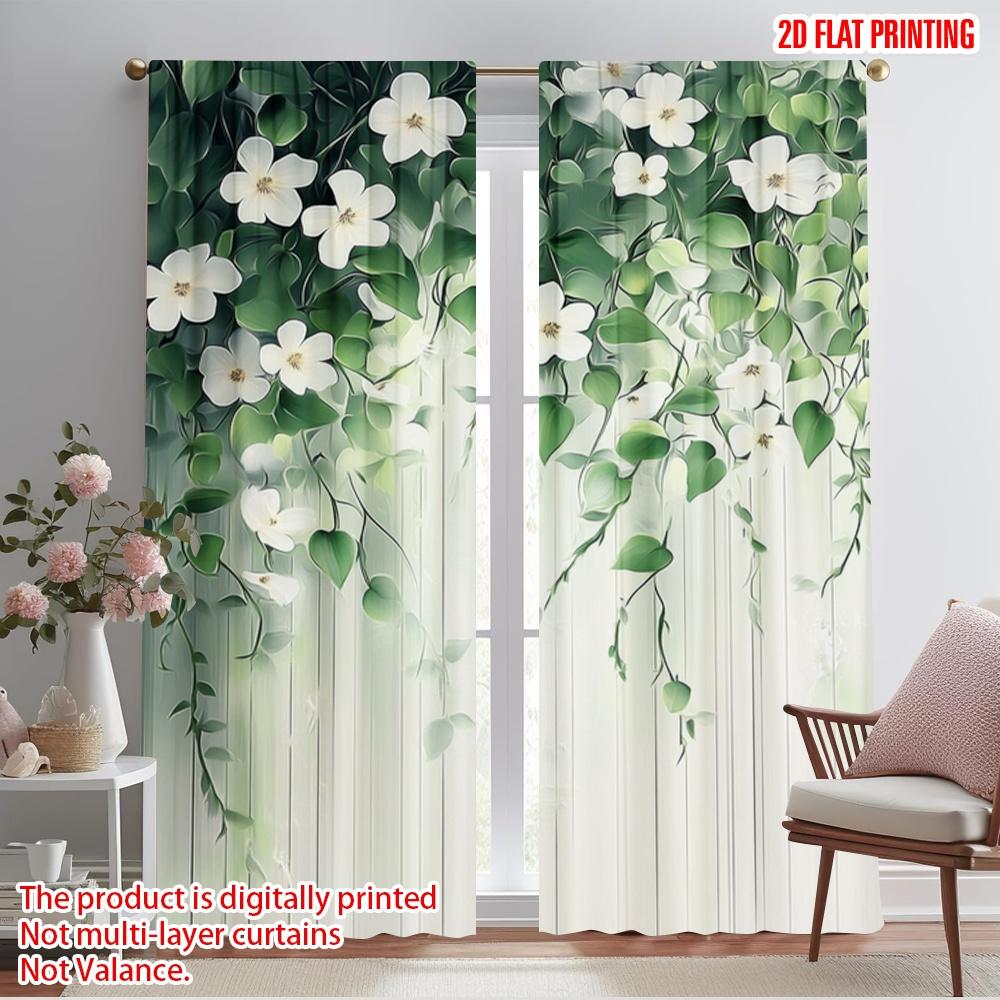 

2 шт., 2D печать на плоскости Ткань для штор Цветущий каскад Универсальный полиэстер (без удилища) Декор для дома для спальни, гостиной, 105.00×229.99 cm 2pcs