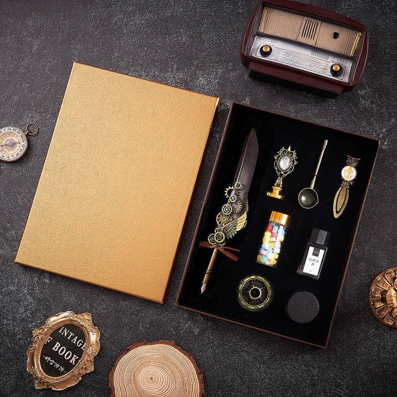 Set stilou Duker: Pană elegantă europeană retro pentru caligrafie cu ceară de sigiliu, perfectă pentru exersarea caligrafiei și prezentare în cutie cadou.