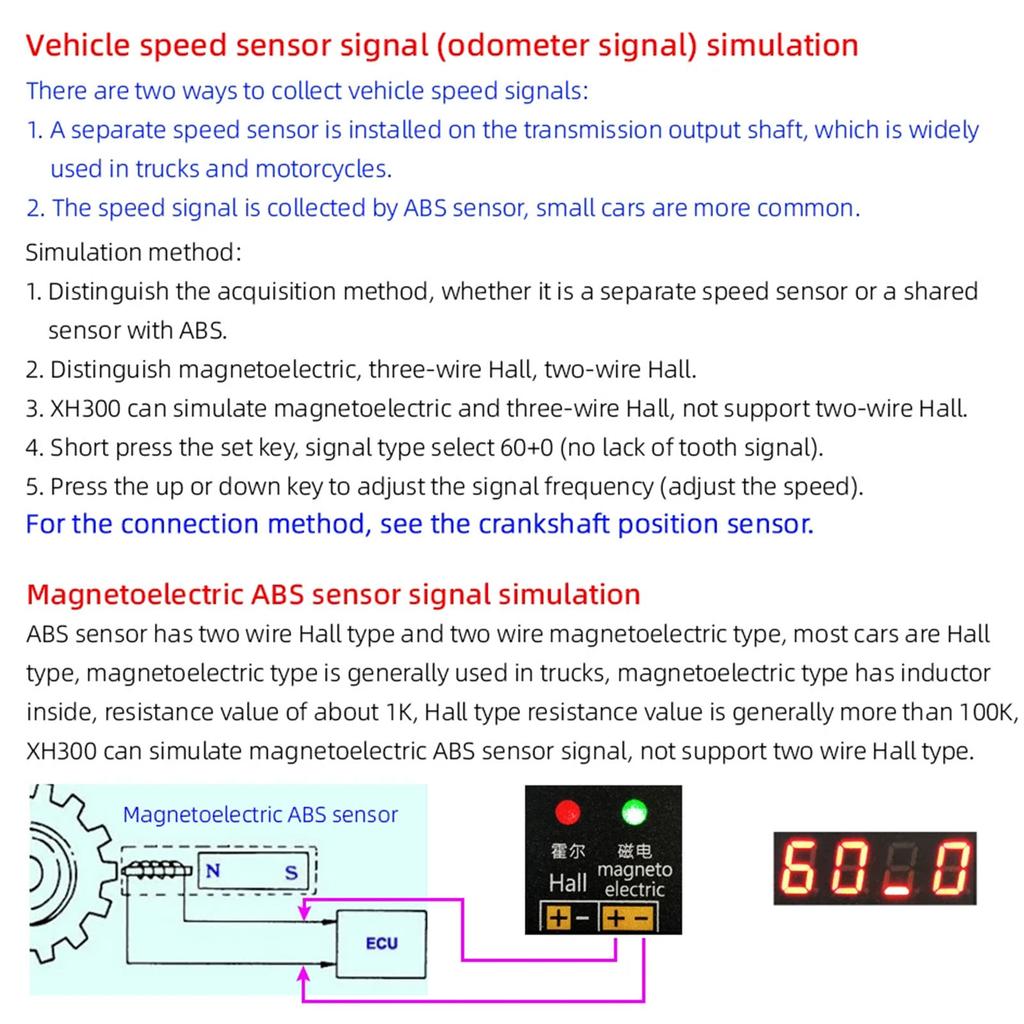 Multifunction Vehicle Signal Generator with LED Indicator Engine Diagnostic Tool Upgrades for Hall & Magnetic Sensors