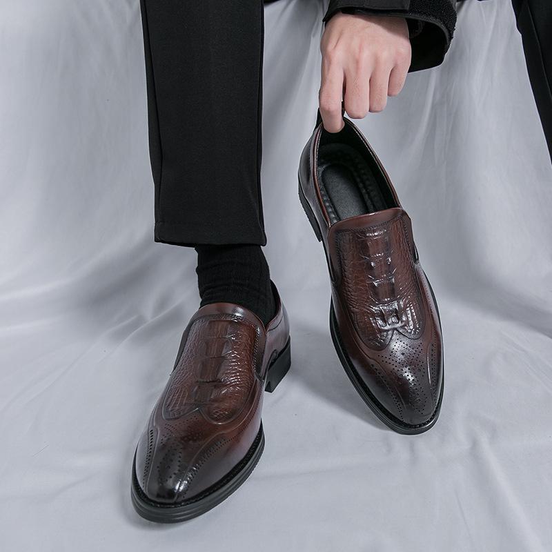 Men's Formal Leather Slip-on Loafers: Business & Casual Moccasins - Large Sizes for Spring & Autumn