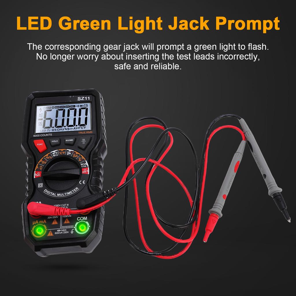 Digital Multimeter 6000 Counts, Auto Ranging Voltage Tester with Flashlight, Auto Shut Off, Accurately Measures Voltage