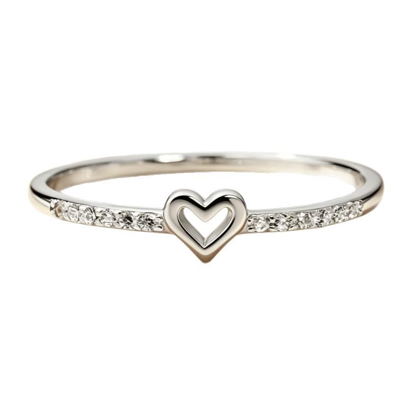 Yun Miao Exquisite Versatile Hollow Heart Fashion Ring