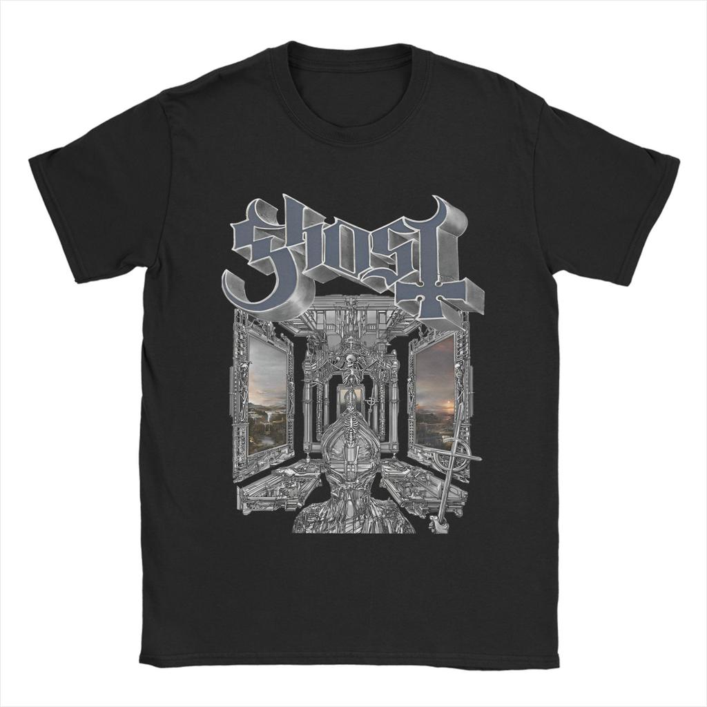 Unika Ghost Band Världsturné Skeletour 2025 T-shirts Herr Rundhalsad Bomulls-T-shirts Musik Kortärmad T-shirt 4XL 5XL Kläder