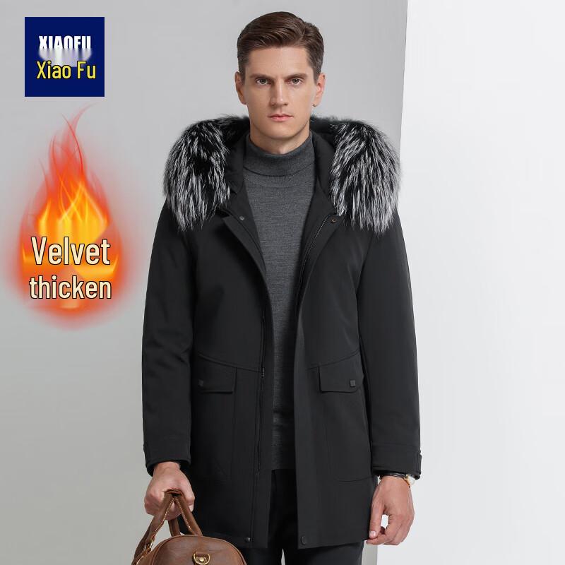 

Мужская зимняя парка с воротником из лисьего меха и подкладкой из кроличьего меха L