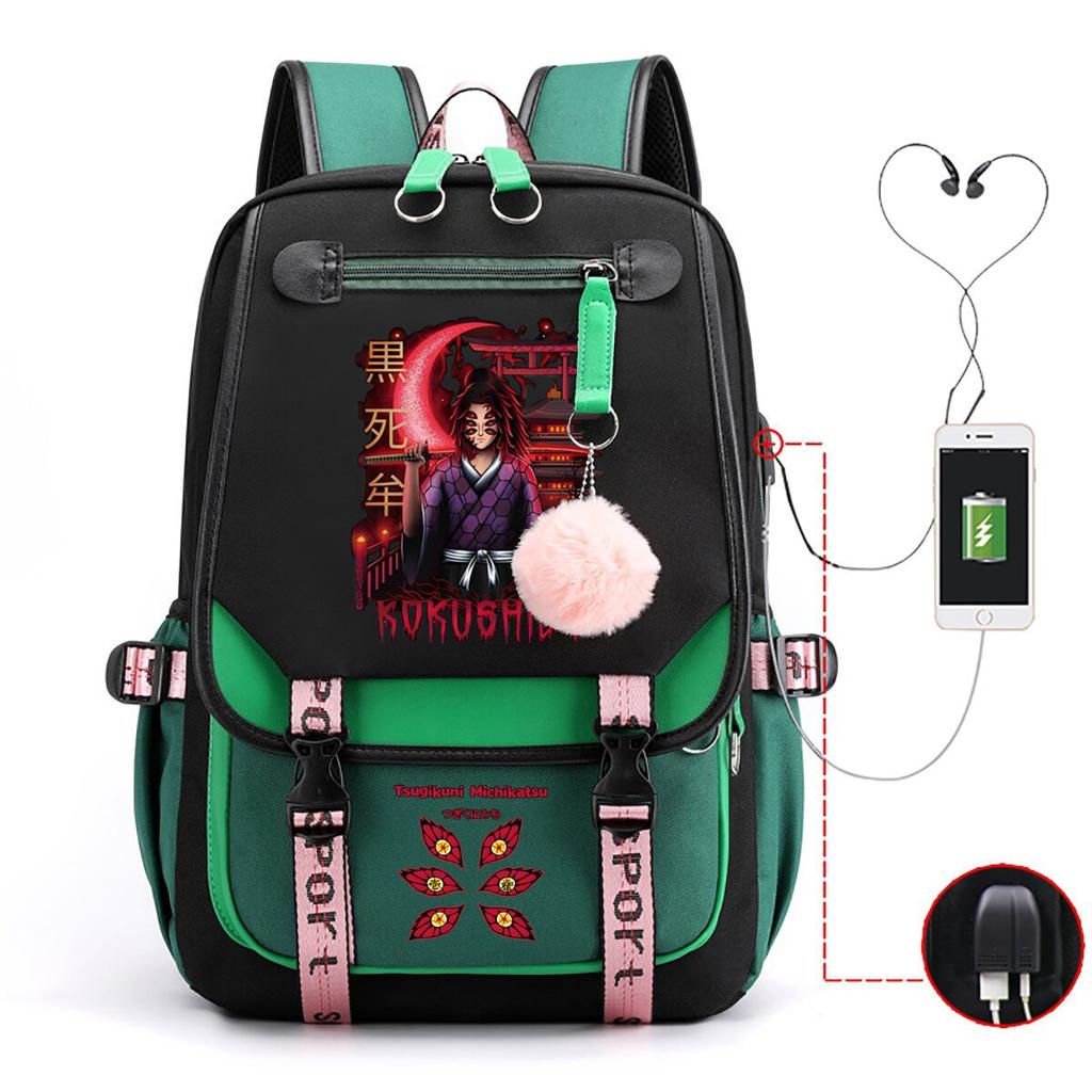 New Ghost Destroyer Peripheral Animation Korean Edition Student Leisure School Bag Large Capacity Multifunctional Backpack with USB