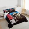 3 Piece Bedding Set with Duvet Cover and 2 Pillowcases - Paul McCartney Guitar Vertical Red Text Print - Blue Music Decor for Fans