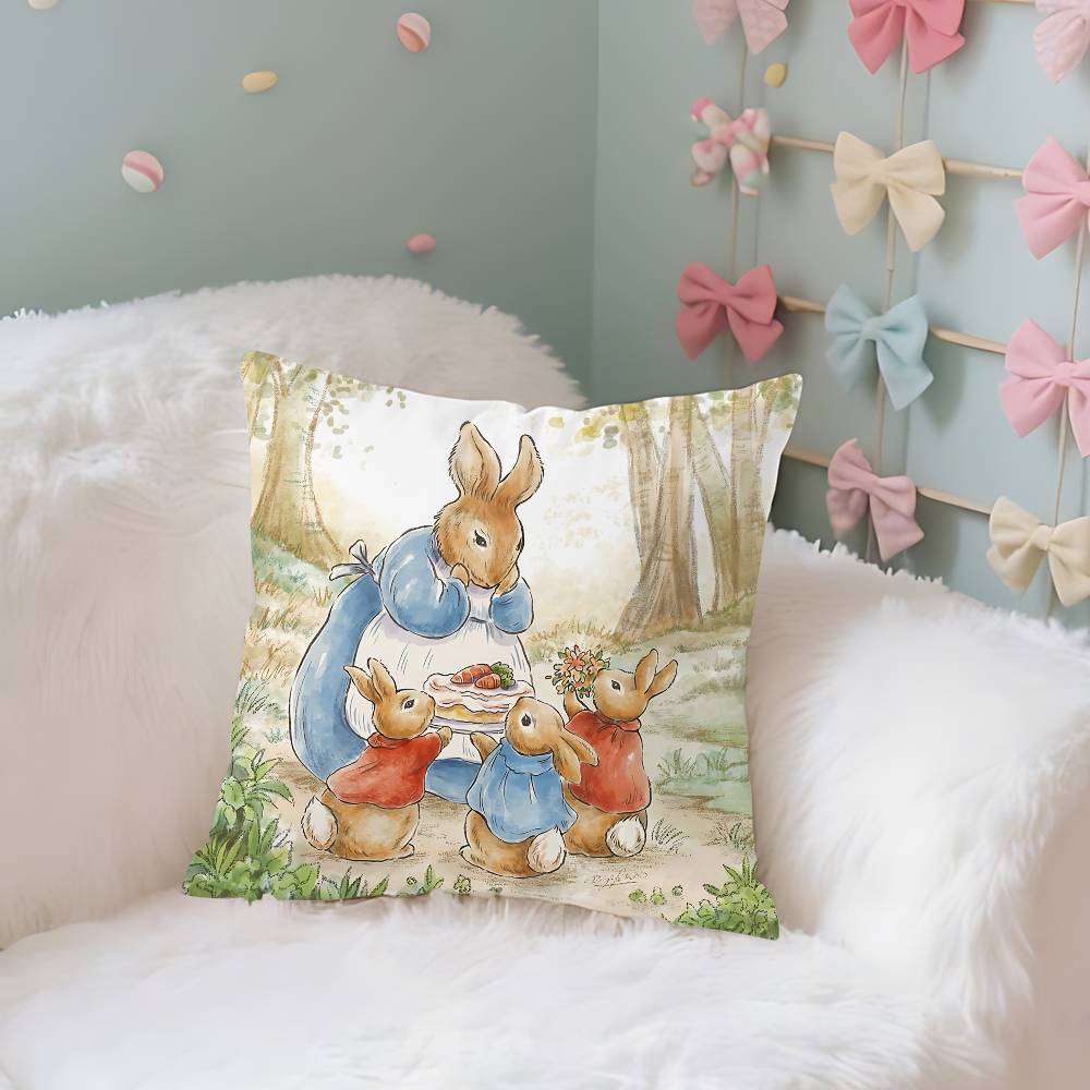 PPeters RRabbits Case Plush Fabric Soft Pillowcase Double Sided Print Cushion Cover Household Gifts