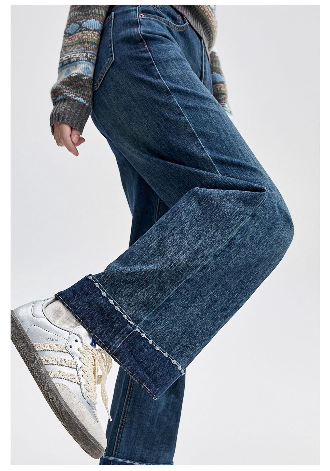 

Women s Retro Embroidered Slimming Wide-Leg Blue Denim Jeans - Autumn/Winter 2025 Collection Small