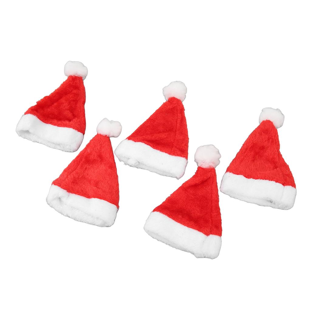 5 Stück Weihnachten Haustierhut Rot Plüsch Gummiband Hund Katze Niedlich Haustier Weihnachtsmannmütze für Feiertagsparty Kostüme