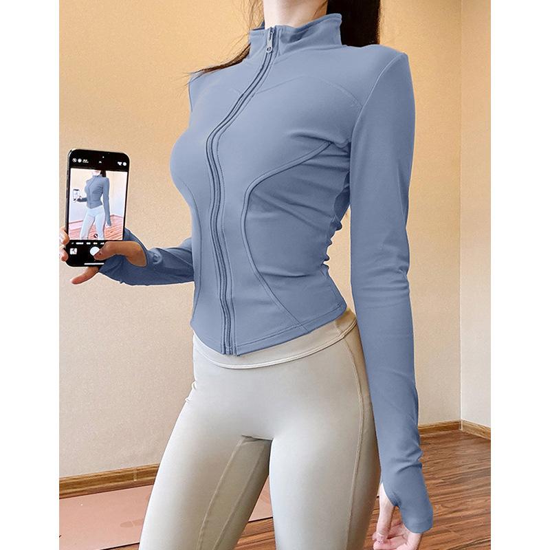 Sunscreen Clothes Stand-up Collar Tight Sports Jacket Women's Yoga Clothes Top Zipper Cardigan Running Fitness Clothes Jacket Long Sleeves