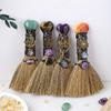 Magic Witch Altar Broom Wicca Witchcraft Accessories Natural Crystal Heart Shaped Reiki Gemstone For Cleansing Healing Fengshui