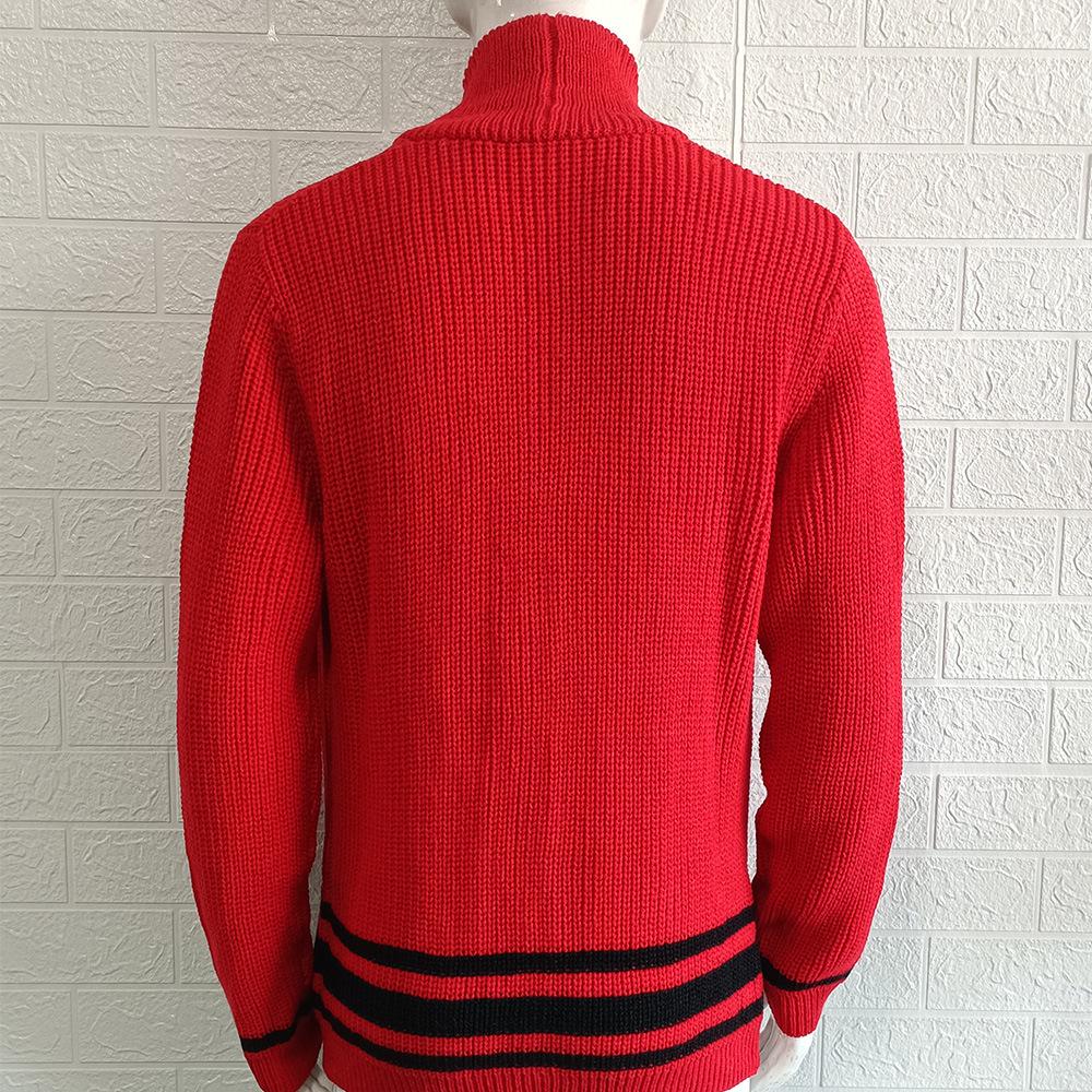 2024 Autumn Men's Casual Solid Color Half-High Collar Button Sweater