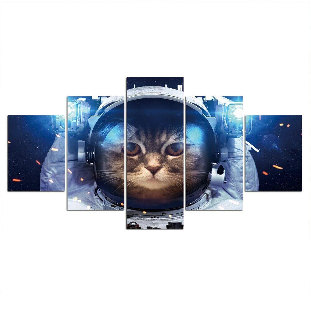 

5Pcs Astronaut Cat In Space Modern Canvas Wall Art Home Decor Abstract 5 Pieces HD Print 5 Panel Pictures Paintings Poster