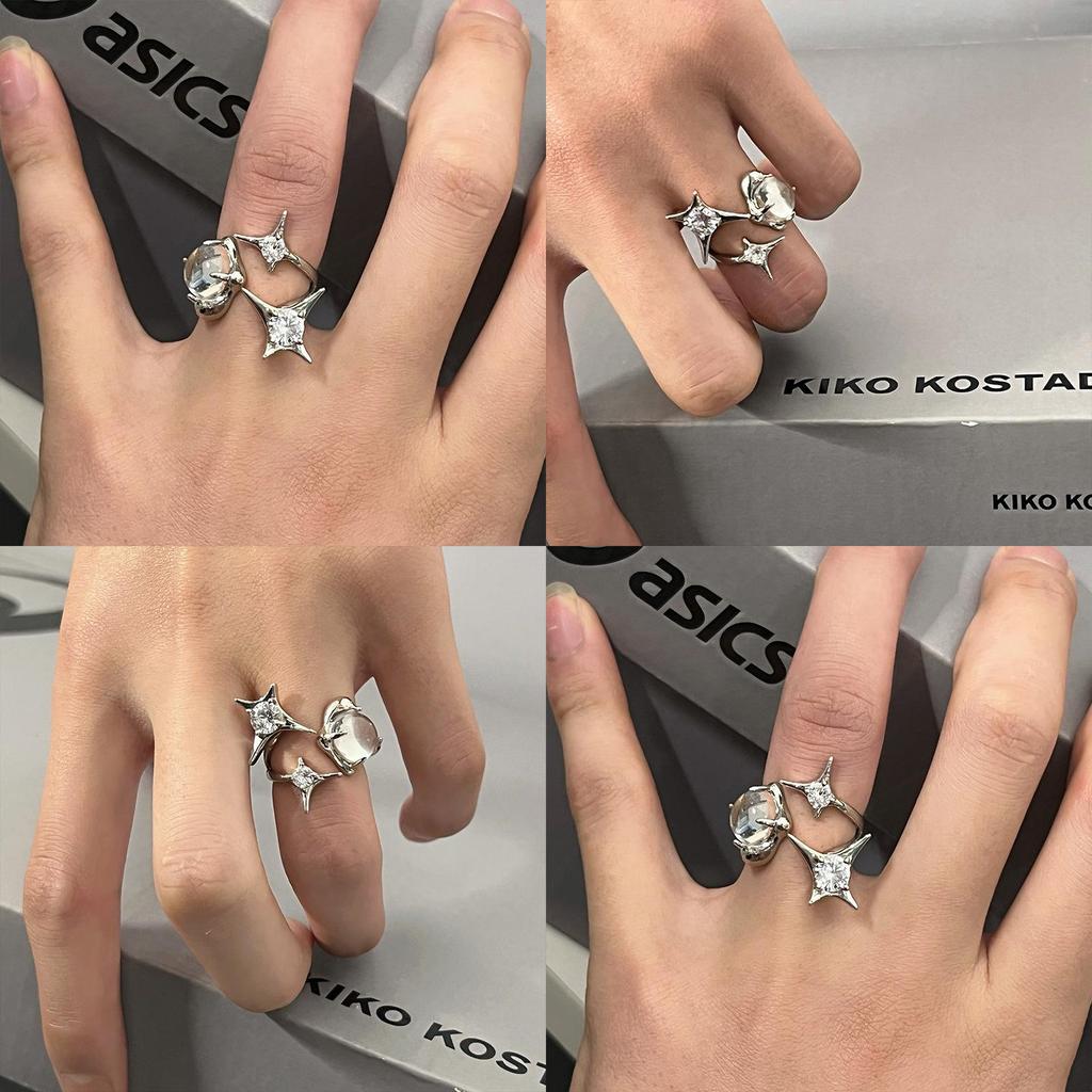 Style Korean Chic Highend Irregular Crystal Ring In 925 Sterling Silver For Lovers Fashion