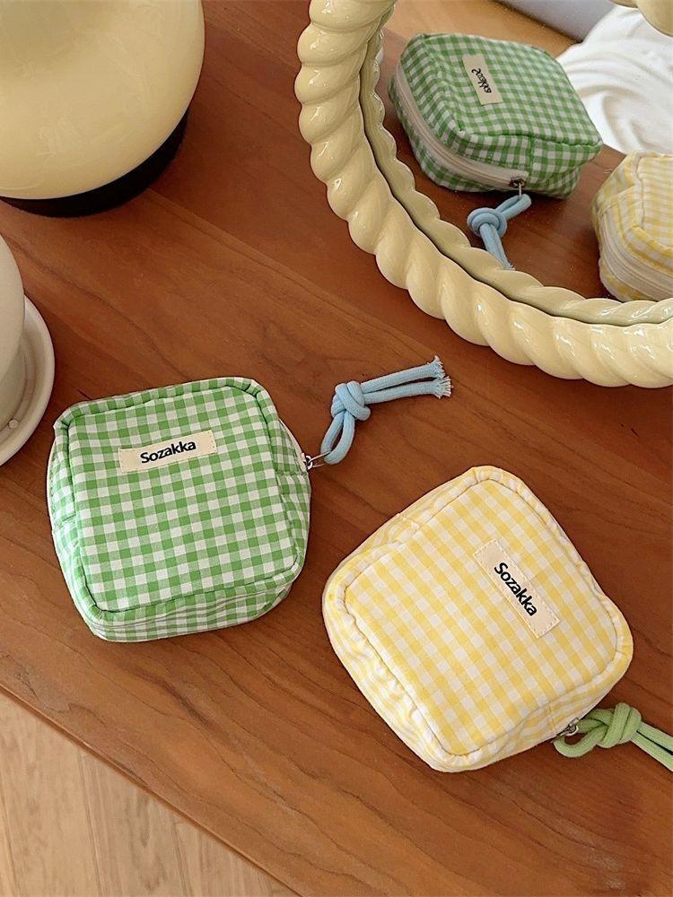 Cute Canvas Sanitary Pad Storage Bag Adorable Portable Large Capacity Purse For Girls