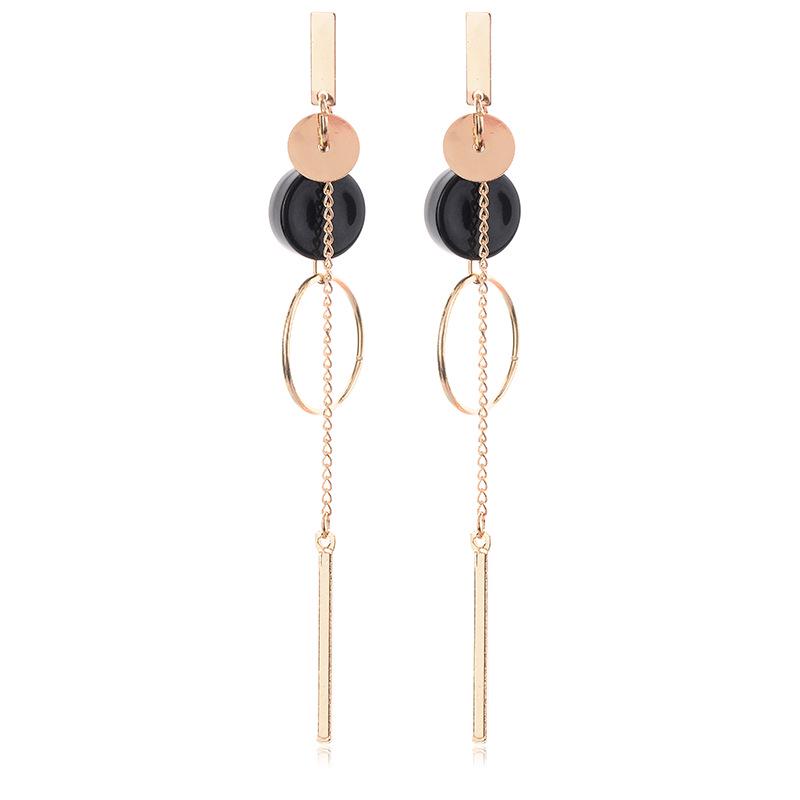 Trendy Geometric Circle Tassel Stud Earrings
