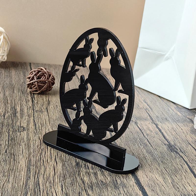 DIY Party Decoration Supplies Egg Easter Rabbit Black Acrylic Table Ornament Hollow Out