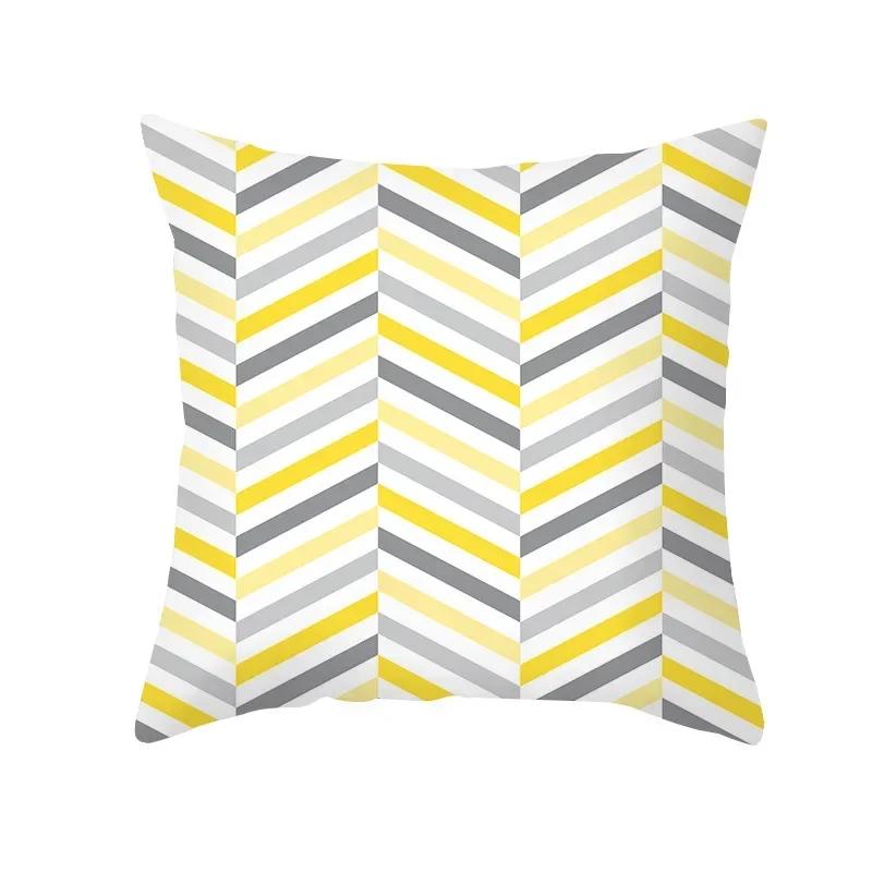 Geometric Yellow Gray Print Pillow Cover Pillowcase Living Room Bedroom Sofa Car Home Decor Pillowcase 45*45Cm