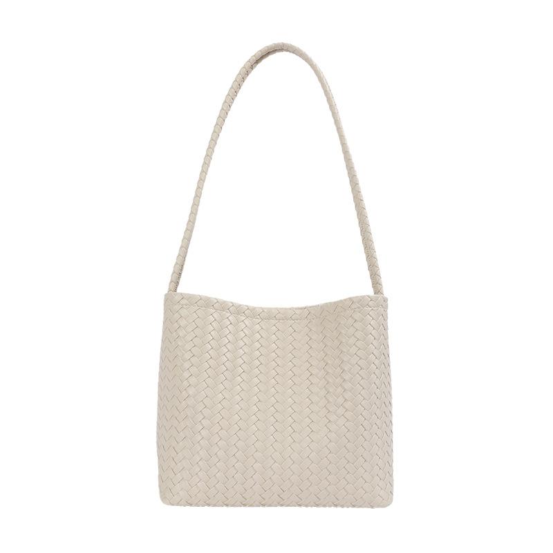 Summer new fashionable retro woven handbag niche high value large capacity shoulder crossbody bucket bag