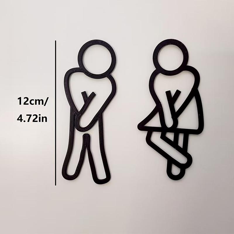 3D Printed Bathroom Door Sign Male & Female Restrooms Symbol Door Decor Restaurant Hotel Cafe Toilet Signage Wall Sticker